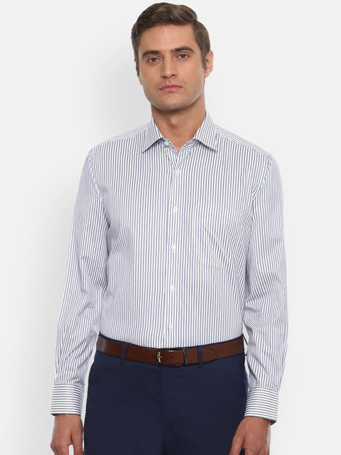 

Louis Philippe Men White Regular Fit Striped Pure Cotton Casual Shirt