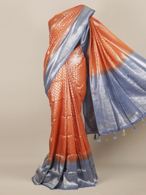 

Pothys Orange Woven Design Jute Silk Saree