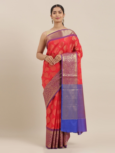 

The Chennai Silks Red Viscose Rayon Woven Design Banarasi Saree