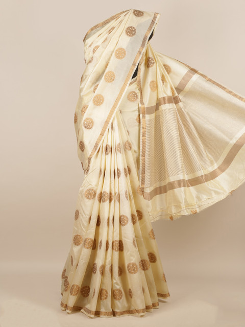 

Pothys Cream-Coloured Woven Design Jute Silk Saree