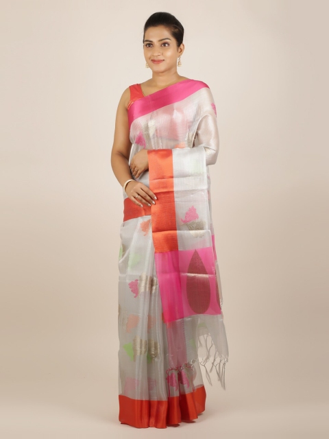 

Pothys Silver-Toned Woven Design Tissue Saree
