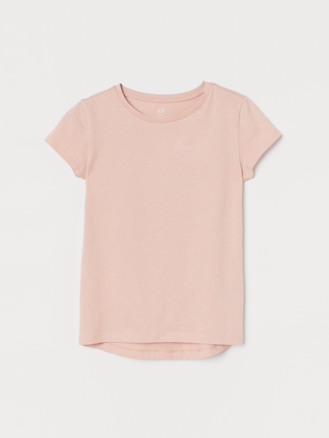 

H&M Girls Pink Solid Cotton T-shirt