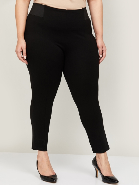 

nexus Women Black Slim Fit Solid Regular Trousers