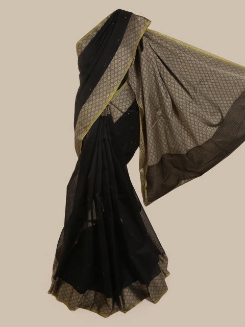 

Pothys Black Embellished Supernet Saree