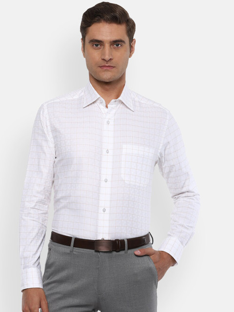 

Louis Philippe Men White Regular Fit Checked Casual Shirt