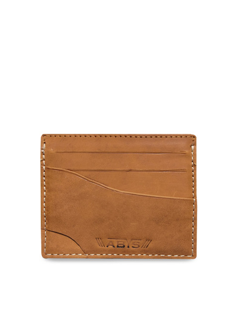 

ABYS Men Tan Brown Solid Leather Card Holder