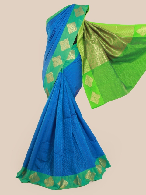 Pothys Blue & Green Art Silk Printed Saree