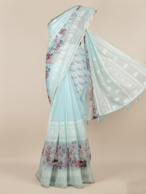 

Pothys Blue & White Tissue Woven Design Saree