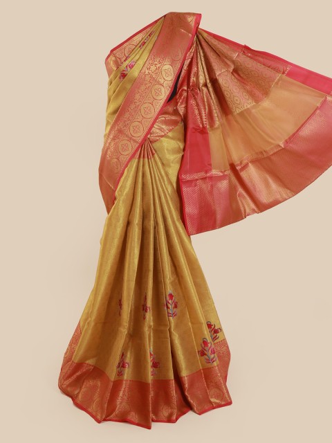 

Pothys Gold-Toned Woven Design Cotton Blend Saree