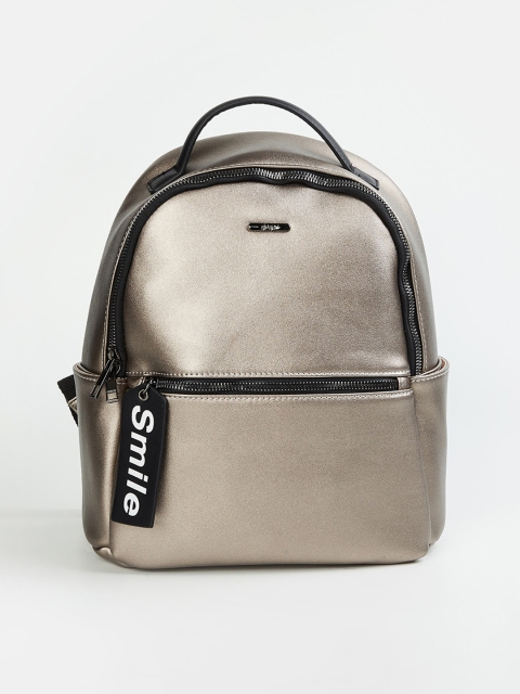 

Ginger By Lifestyle Women Silver-toned & Black Backpack