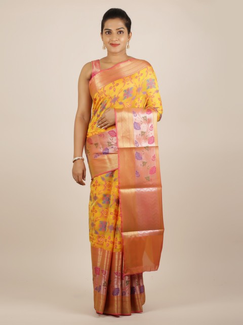 

Pothys Yellow Printed Cotton Blend Saree
