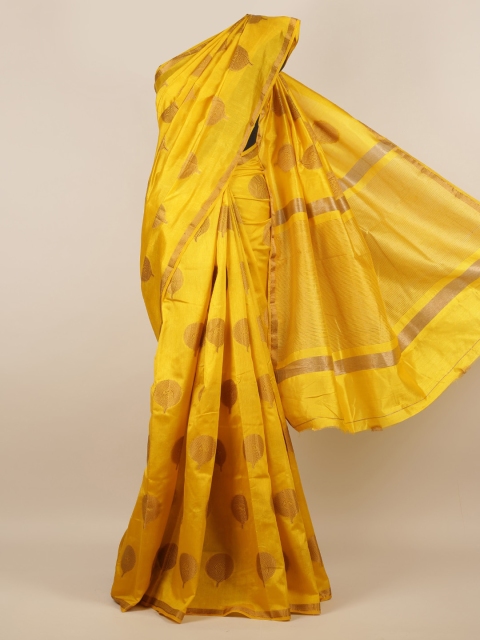 

Pothys Yellow Woven Design Jute Silk Saree