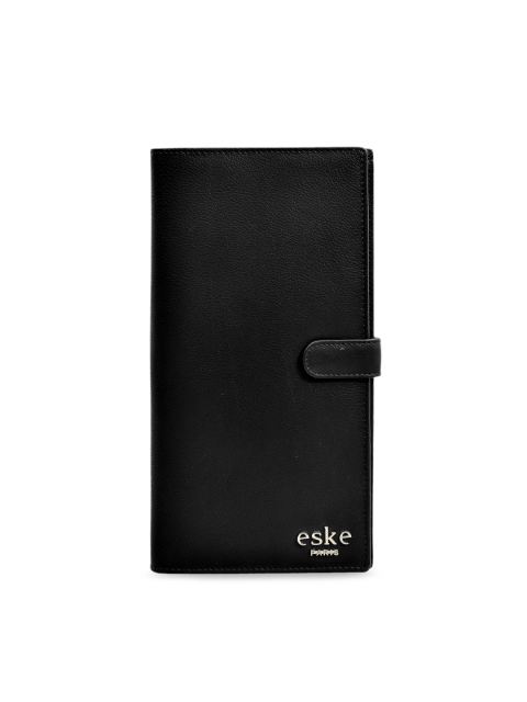 

Eske Unisex Black Textured Leather Passport Holder