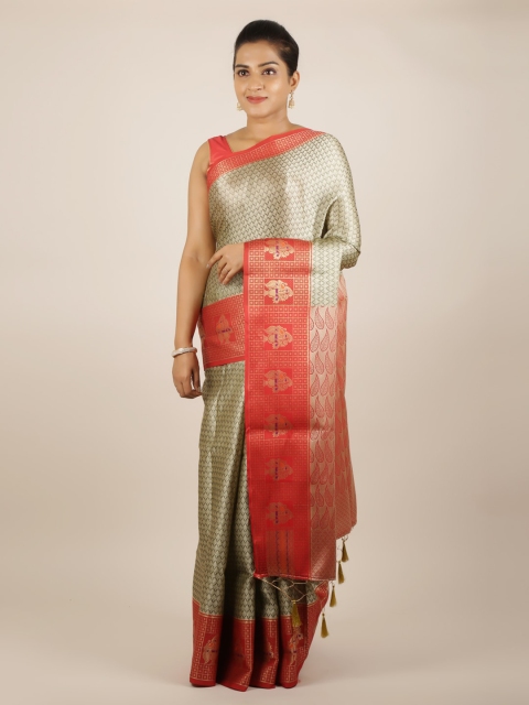 

Pothys Tan & Orange Cotton Blend Woven Design Saree