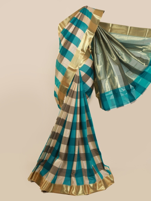 

Pothys Green Checked Art Silk Saree