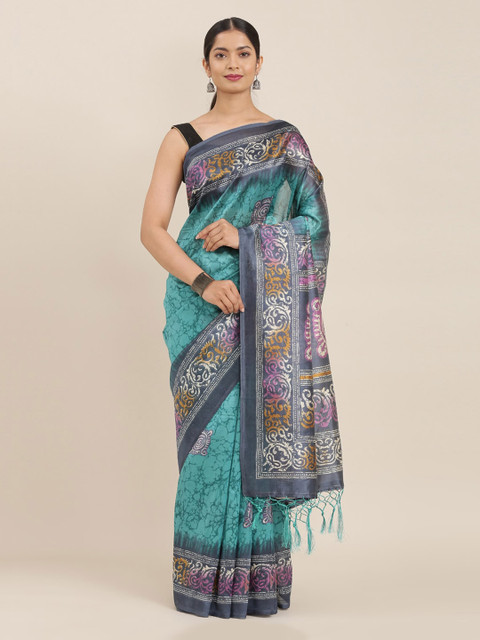 

The Chennai Silks Green Printed Polyester Saree