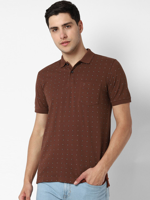 

Allen Solly Men Brown Printed Polo Collar T-shirt