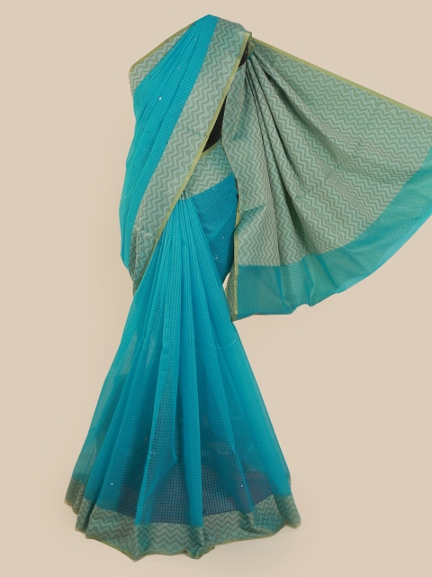 

Pothys Blue Solid Supernet Saree