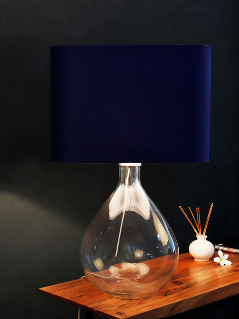 

Grated Ginger Blue & Transparent Solid Contemporary Table Lamp with Shade