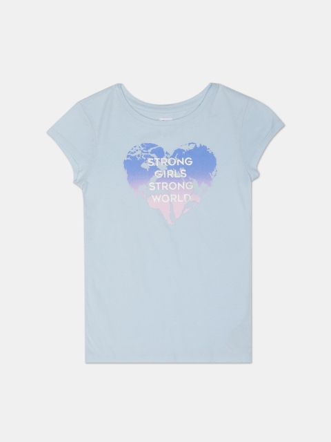 GAP Girls Blue Printed Round Neck T-shirt