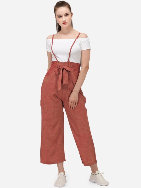 

Yuvraah Women Rust & White Solid Top with Palazzos