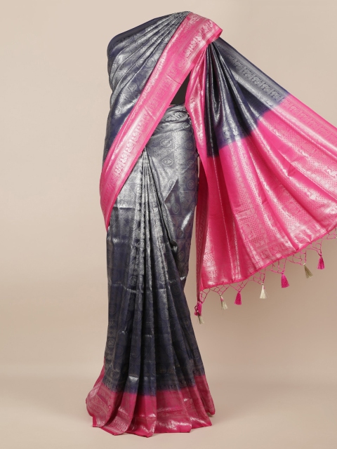 

Pothys Navy Blue Woven Design Jute Silk Saree