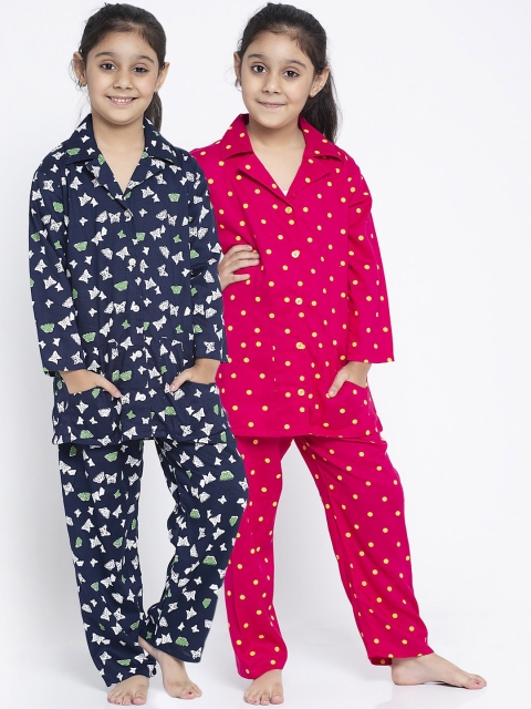 

Baani Creations Girls Pack of 2 Multicoloured Printed Night Suit, Multi