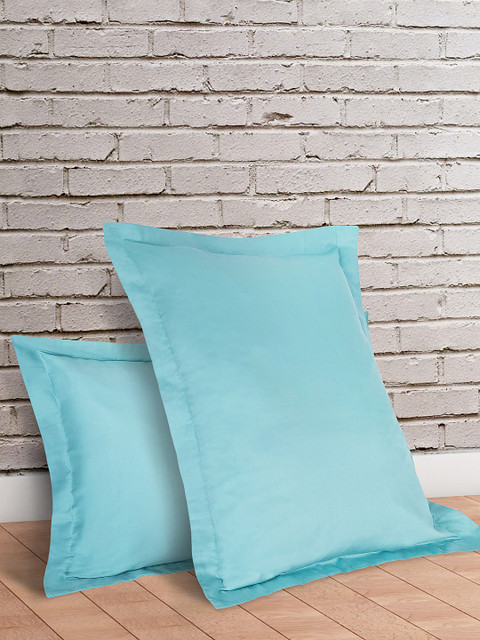 

Living scapes by Pantaloons Set of 2 Blue Solid 210 TC Pillow Covers