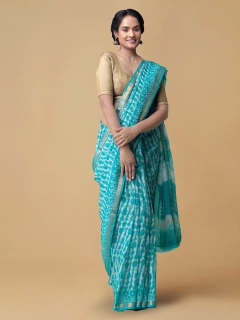 

Unnati Silks Blue Pure Cotton Printed Kota Saree