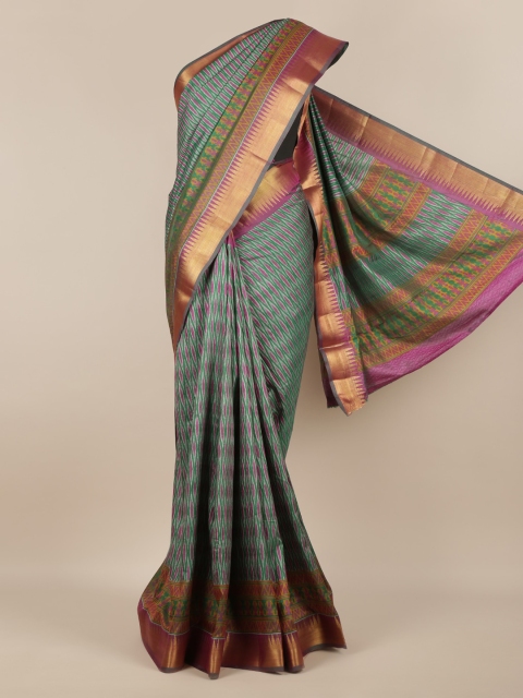 

Pothys Green Printed Jute Silk Saree