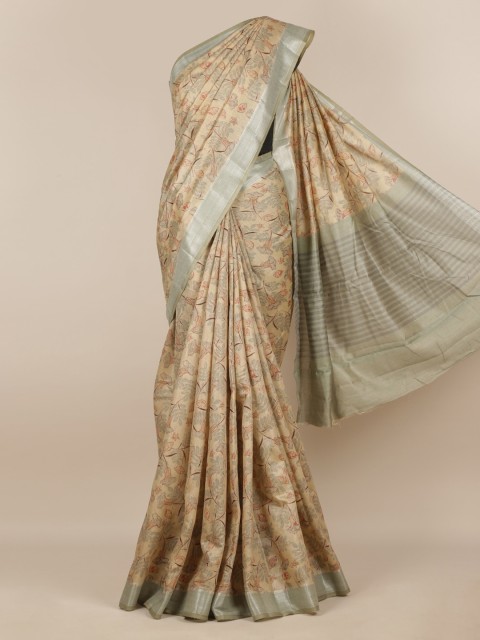 

Pothys Cream-Coloured & Maroon Linen Blend Woven Design Saree
