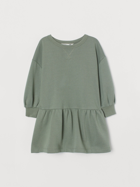 

H&M Girls Sustainable Green Solid Sweatshirt Dress
