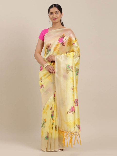 

The Chennai Silks Yellow Woven Design Polyester Saree