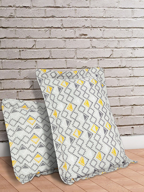 

Living scapes by Pantaloons Set Of 2 Grey & Yellow Abstract Printed Pillow Covers