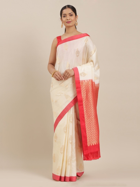 

The Chennai Silks Off-White Pure Silk Woven Design Kanjeevaram Saree