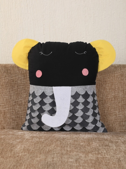 

My Gift Booth Black & Grey Frill Baby Elephant Cushion With Filler