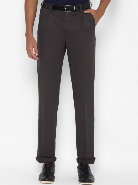 

Allen Solly Men Grey Solid Regular Trousers