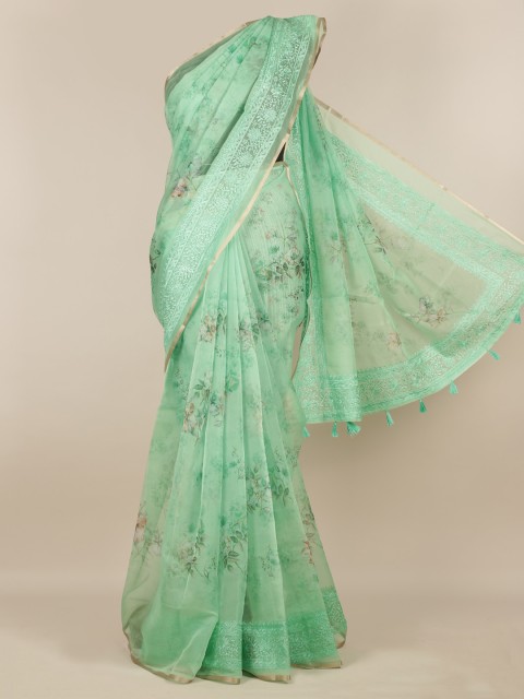 

Pothys Green Embroidered Tissue Saree
