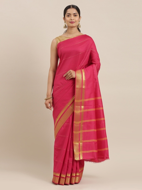 

The Chennai Silks Maroon Striped Art Silk Saree