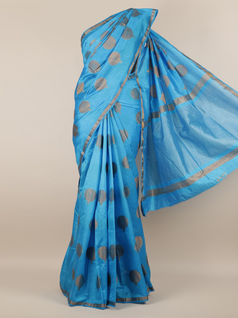 

Pothys Blue Woven Design Jute Silk Saree