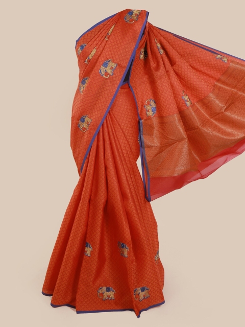

Pothys Orange Woven Design Cotton Blend Saree