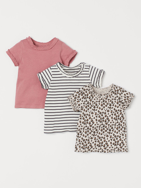 

H&M Girls Beige & Pink 3-pack cotton tops