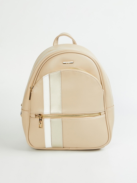 

Ginger By Lifestyle Women Beige & Gold-toned Contrast Detail Backpack