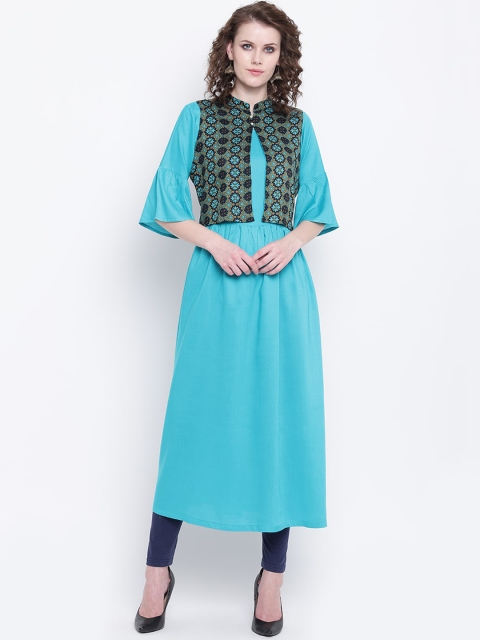 

Napra Women Turquoise Blue Kurta With Shrug
