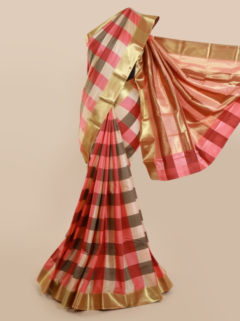 

Pothys Pink Checked Art Silk Saree