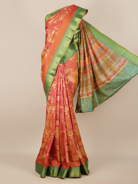 

Pothys Pink Printed Jute Silk Saree