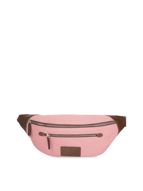 

CRUST Pink & Brown Solid Genuine Leather Waist Pouch
