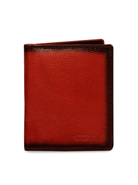 

ABYS Men Red Textured Genuine Leather Card Holder