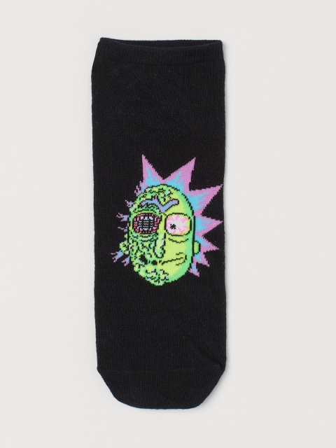 

H&M Men Black & Green Rick & Morty Printed Trainer Socks