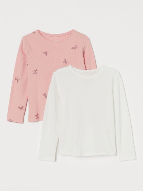 

H&M Girls White & Pink 2-Pack Long-Sleeved Tops